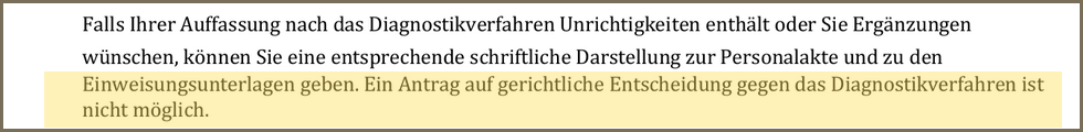 Faksimile Diagnostikverfahren: Antrag auf gerichtliche Entscheidung nicht möglich